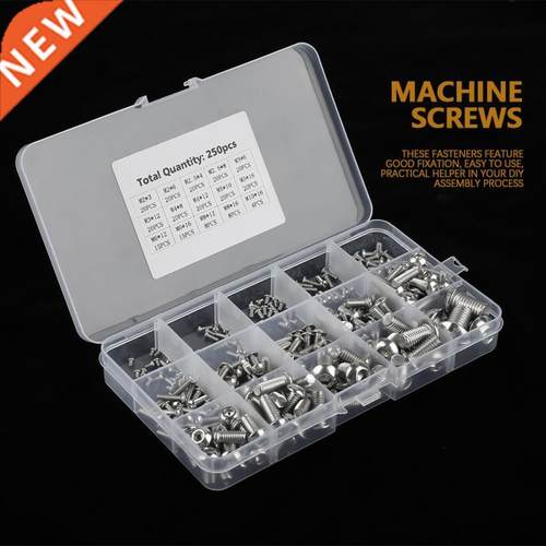 250Pcs/Set M2-M10 Machine Screws Set Stainless Steel Screws