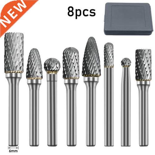 8pcs/set Tungsten Steel Rotary File 6mm Shank Carbide Millin