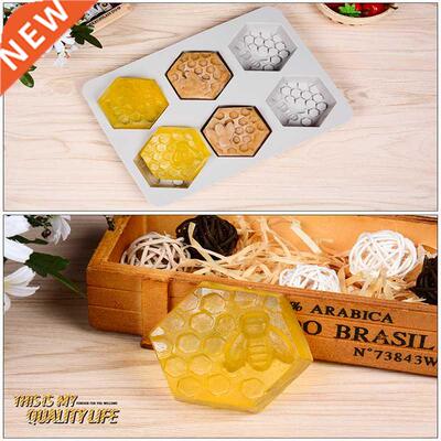 Honey Bee hexagon Silicone Soap Mold 6 Forms For Crafts Cube