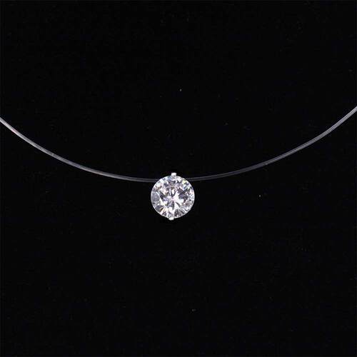 Fashion Silver Color Crystal Zircon Invisible Pendant Neckla