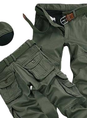 Men's Winter Pant Thick Warm Cargo Pant Casual Fleece Pocket