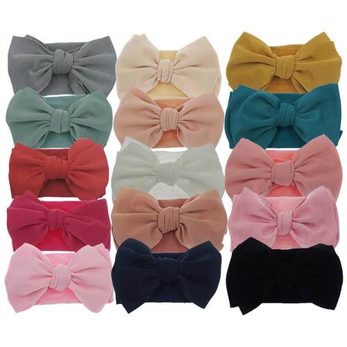 5 Pcs/lot Turban Bows Headband For Baby Girls Headwraps Elas