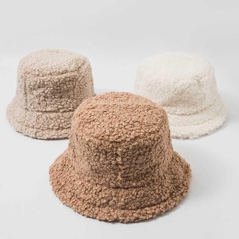2020 New Hats for Women Autumn Winter Bucket Hats Lamb Plush