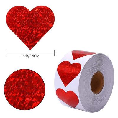 500pcs/roll Love Heart Shaped Label Sticker Scrapbooking Gif