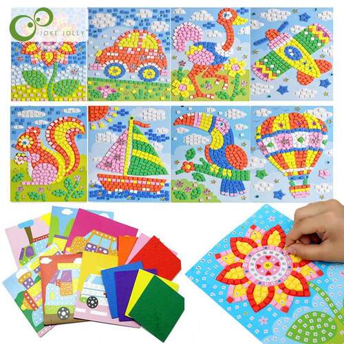 6PCS/Set 3D Kids EVA Sticky Mosaics Puzzle DIY Foam EVA Stic