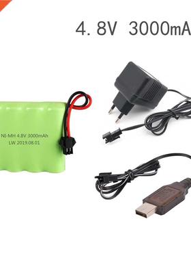 SM Plug 4.8v 3000mah NiMH Battery + Charger For Rc toys Car
