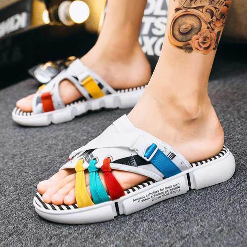 2021 New Summer Light-weight Men's Sandals Black Slip On Sof