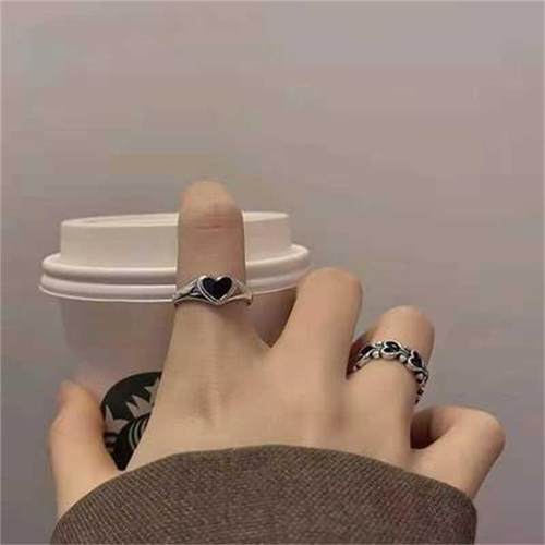 Heart Rings For Women Punk Girl Hip Hop Jewelry Korea Vintag