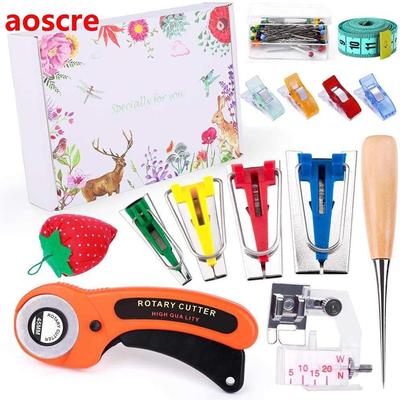 Fabric Bias Tape Makers Kit with Rotary Cutter, Sewing Clip