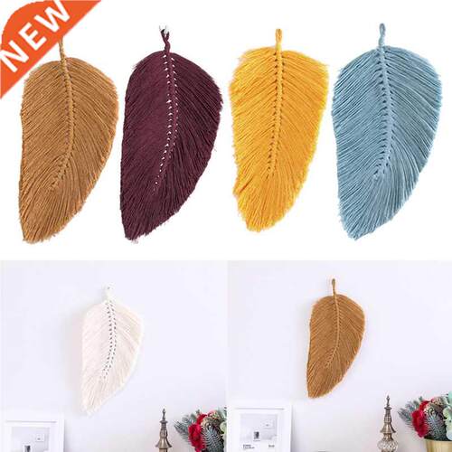 Macrame Wall Hanging Leaf Feather Boho Decor Cotton Cord
