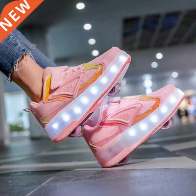 Kids Roller Skates Shoes Led Light Flashing Light 2 Wheels S