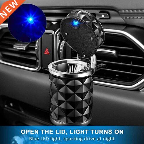 LED Light Car Ashtray Universal Alloy Ash Tray Aluminum Cup