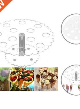 Transparent 1 Set Ice Cream Cone 12 Holes Anti-Skid Acrylic