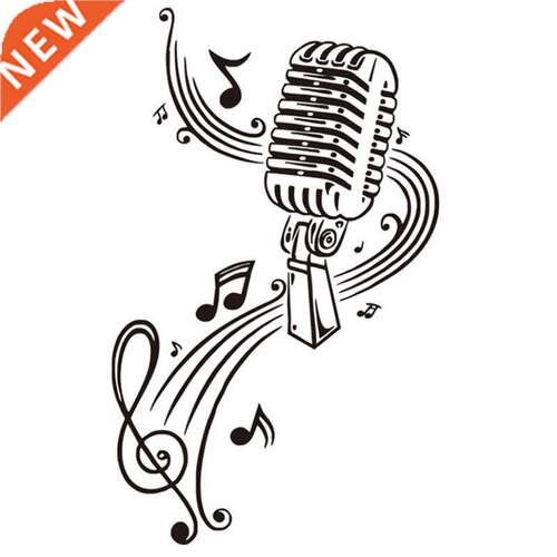 Microphone Music Note Wall Art Musical Notes Sticker For Ktv