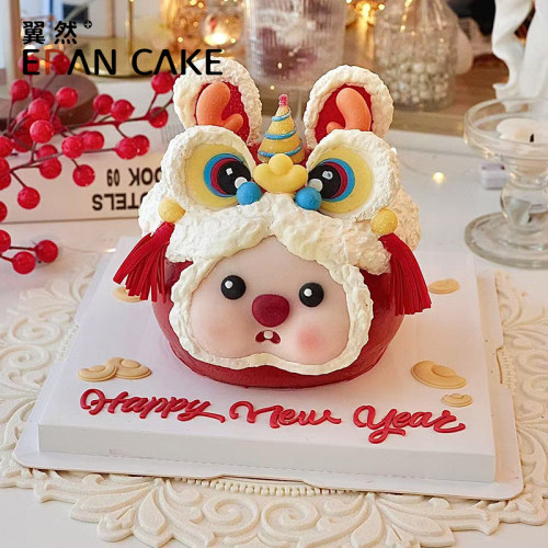 悥然【醒狮】春节蛋糕生日动物奶油上海杭州无锡同城配送