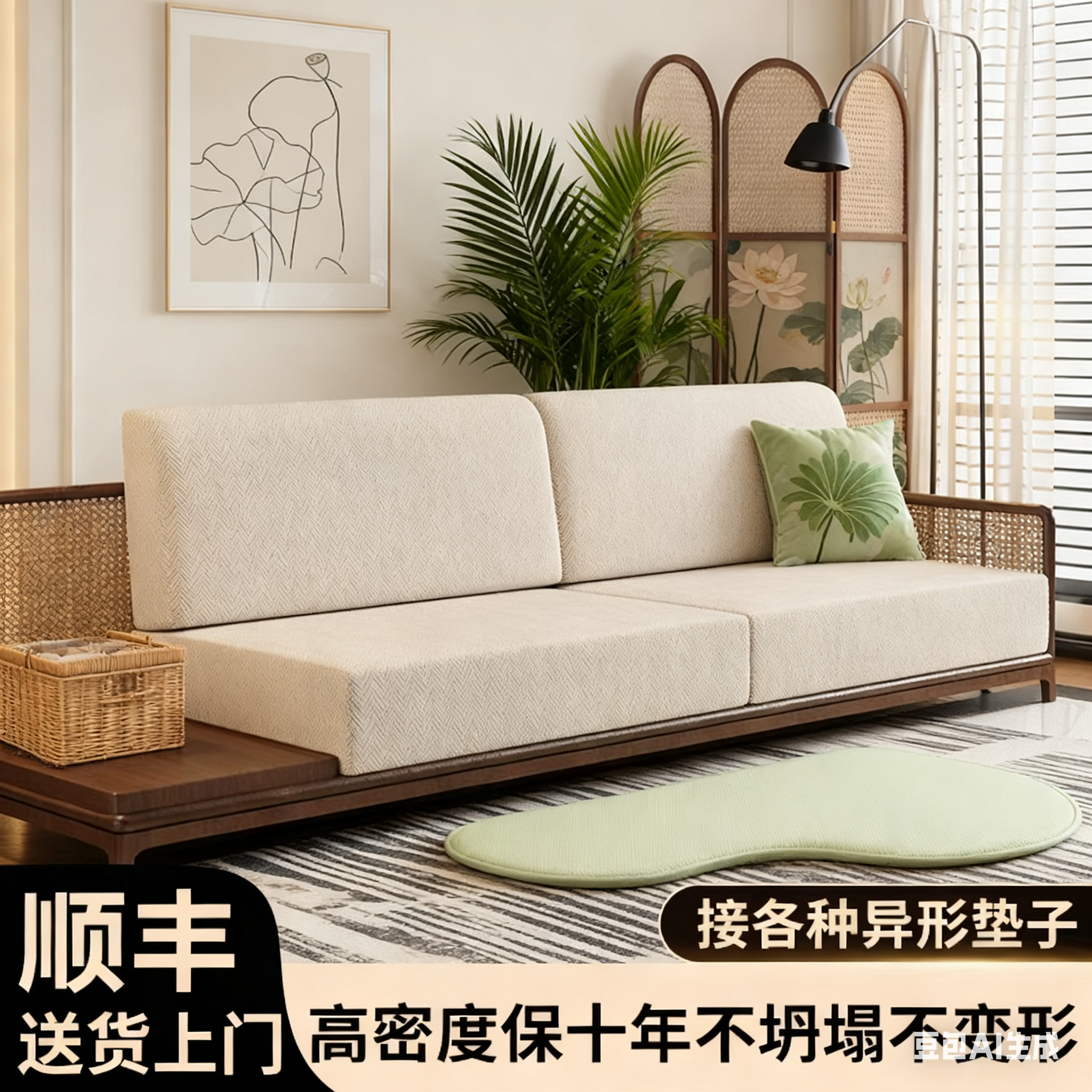 高回弹60D海绵沙发垫定制加厚加硬海绵垫实木坐垫榻米飘窗垫定做