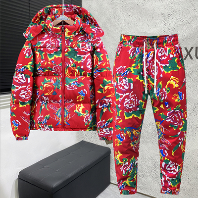 东北大花棉袄套装男女同款