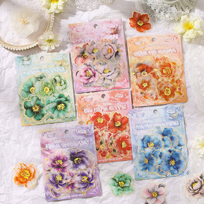 悦真鎏金花晓防水pet贴纸包