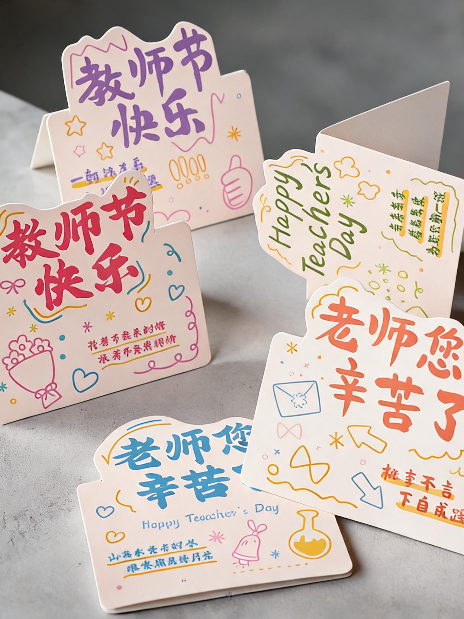 教师节立体小贺卡高颜值日常精致装饰祝福励志高级感小众毕业季节日简约文字老师节日手写祝福留言小礼物卡片