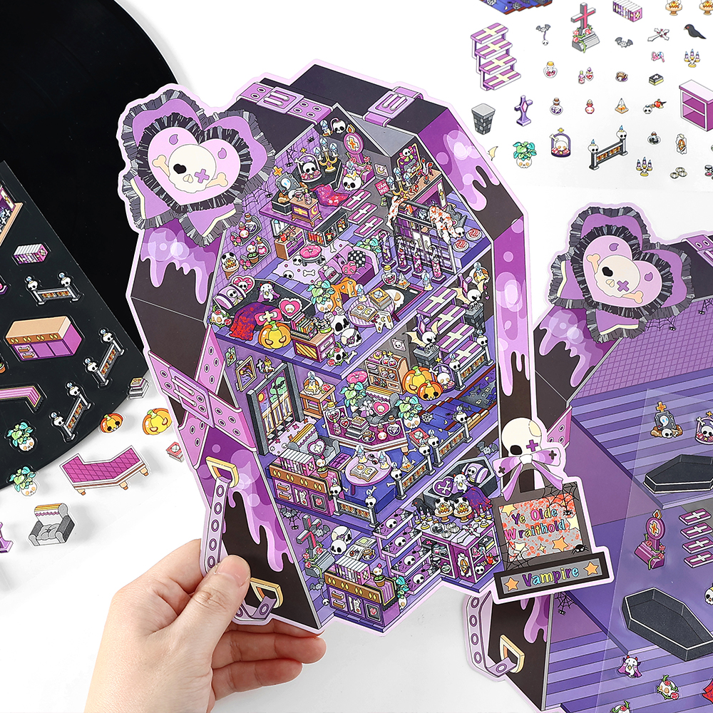 Infeel.Me今日营业中系列第十四弹立体造景贴纸趣味创意解压手工diy日常盐系卡通可爱小屋微缩装饰素材场景贴