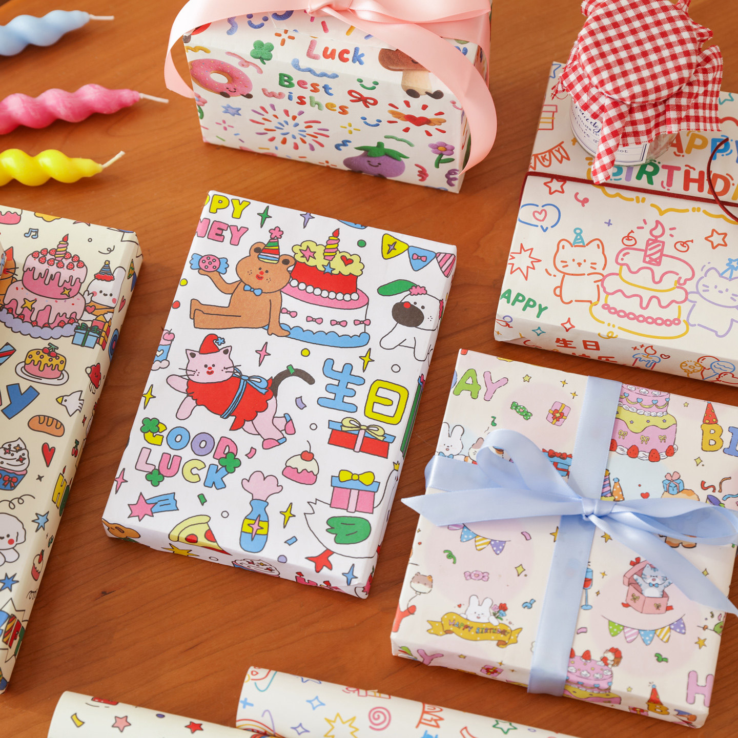 2026年包装纸 ins高颜值礼品纸节日生日礼物包装书皮纸花束包装卡通可爱小清新书皮纸大张尺寸包装纸礼品纸,文具电教/文化用品/商务用品,包装纸/蜂窝纸,淘宝优惠券,粉丝福利购,淘宝优惠卷