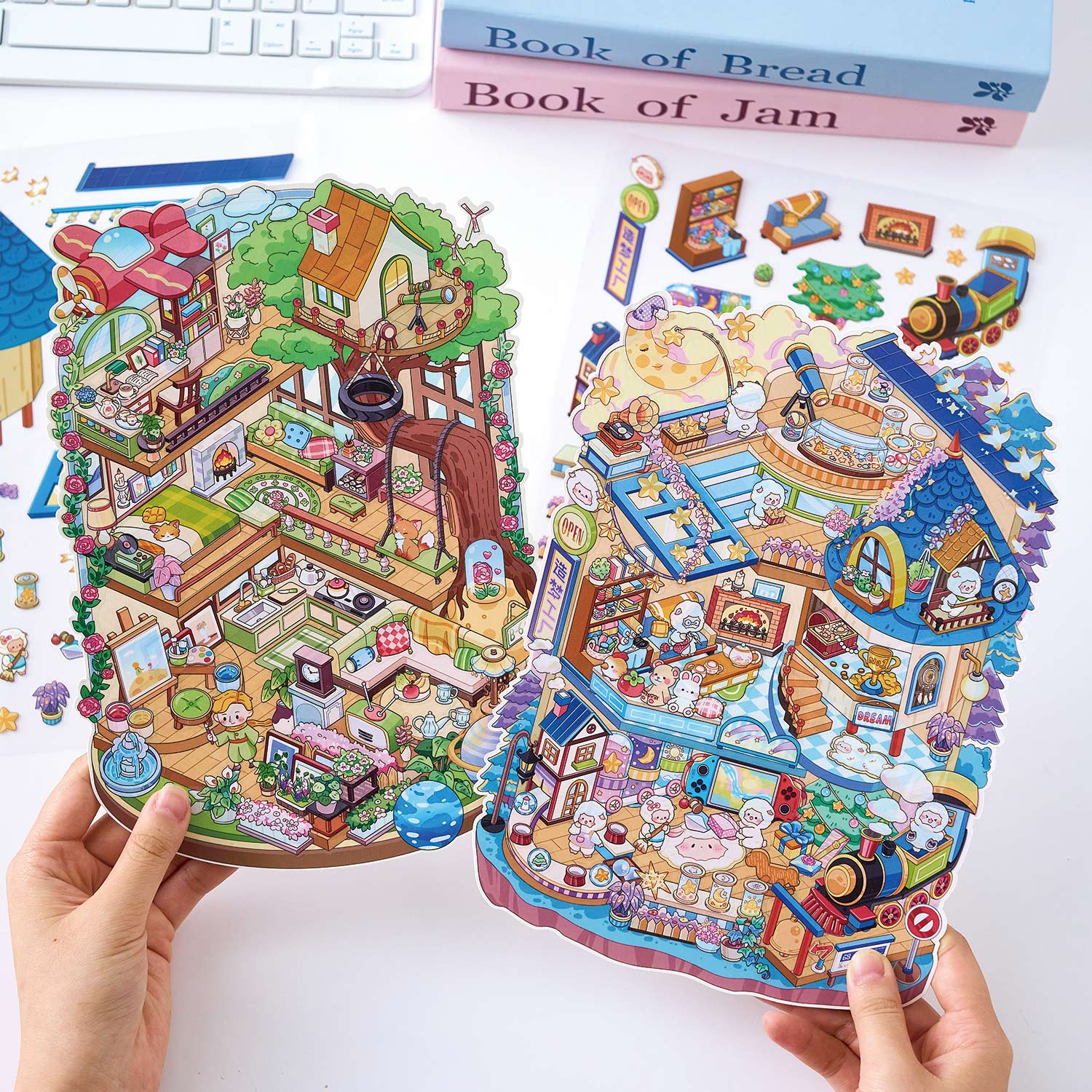 早沫幻想生活豪华版三层防水pet造景贴纸ins风趣味创意小清新流行精致日常手工diy视觉3D小屋收纳堆叠场景贴