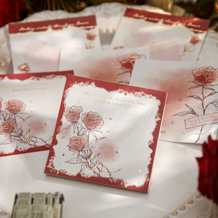 玫瑰之名全烫金三享装便签高颜值学生备忘留言手账打底素材无粘性便签纸复古浪漫玫瑰氛围感上班族书写便签本