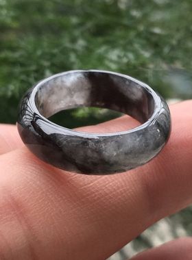 正品天然缅甸翡翠戒指男女戒圈指环情侣对戒冰乌鸡种a货玉器玉石