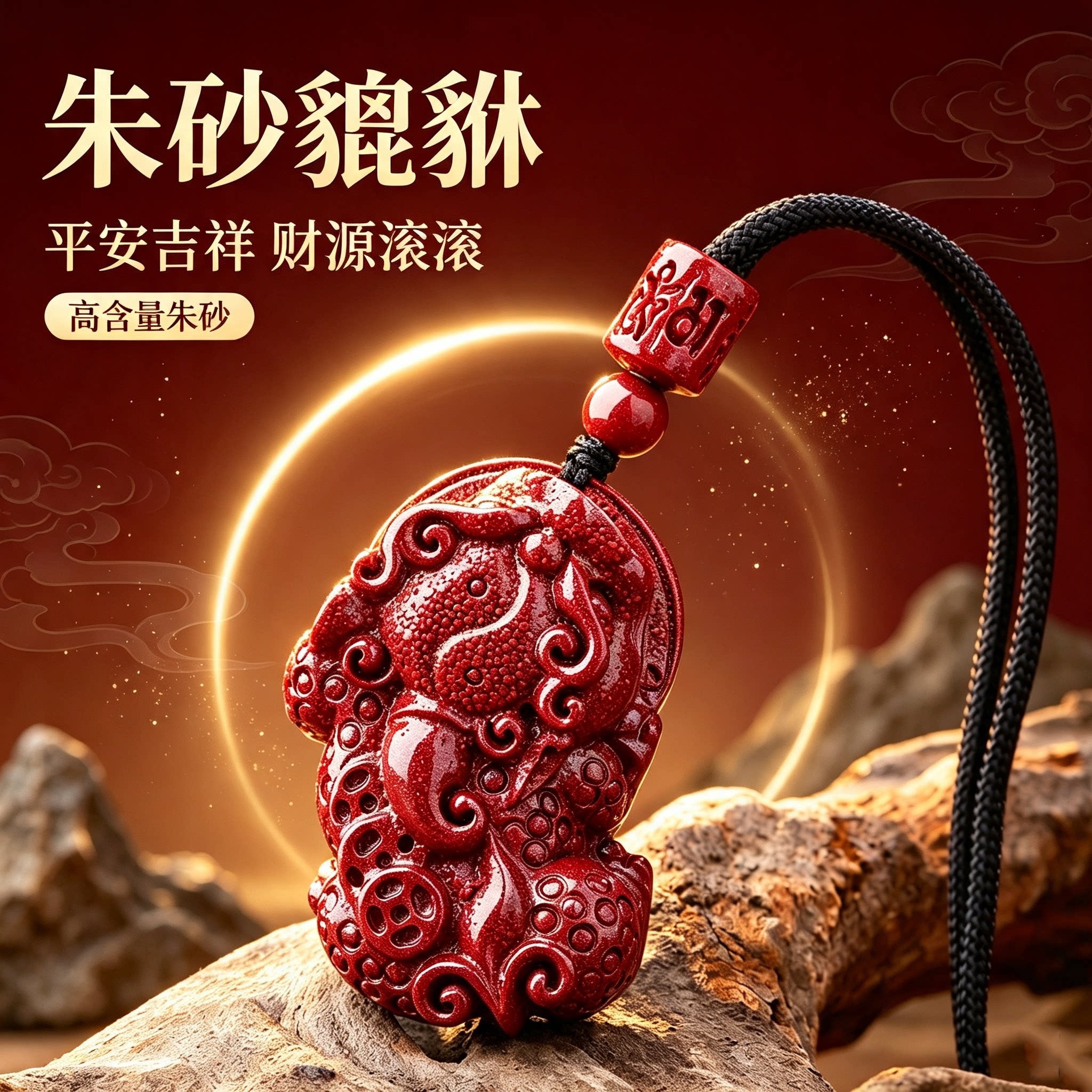 正品天然朱砂貔貅吊坠男女款本命年高含量紫金砂招财护身符挂件