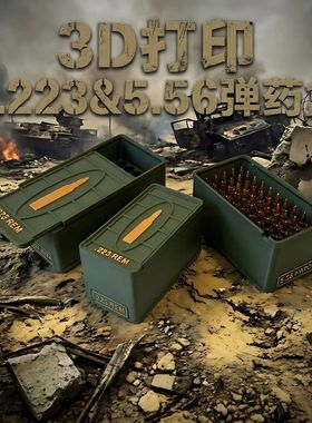 0.223雷明顿5.56子弹收纳盒 3D打印武器弹药箱军迷礼物桌面收藏