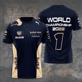 时尚F1赛车红牛夏季运动新款短袖印花休闲男士速干上衣圆领T恤
