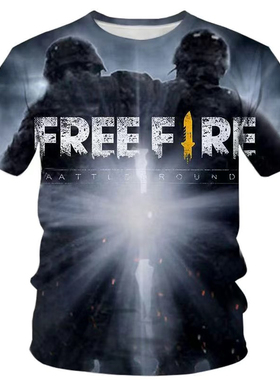 2024FREEFIRE吃鸡游戏印花3D短袖夏季男女青少年T恤时尚潮流上衣