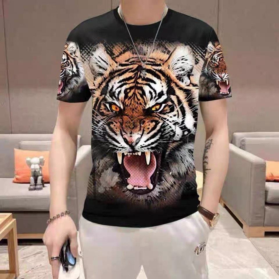 夏季新款 霸气虎图案t恤 3D印花 男女休闲潮流时尚圆领短袖上衣,男装,T恤,淘宝优惠券,粉丝福利购,淘宝优惠卷