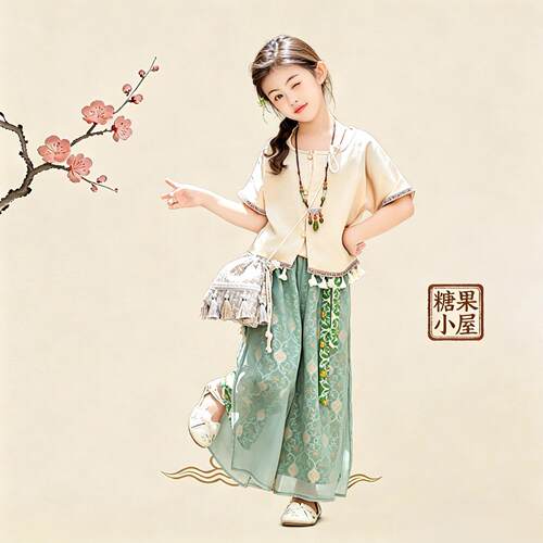 女童夏季薄款傣泰森系新中式唐装