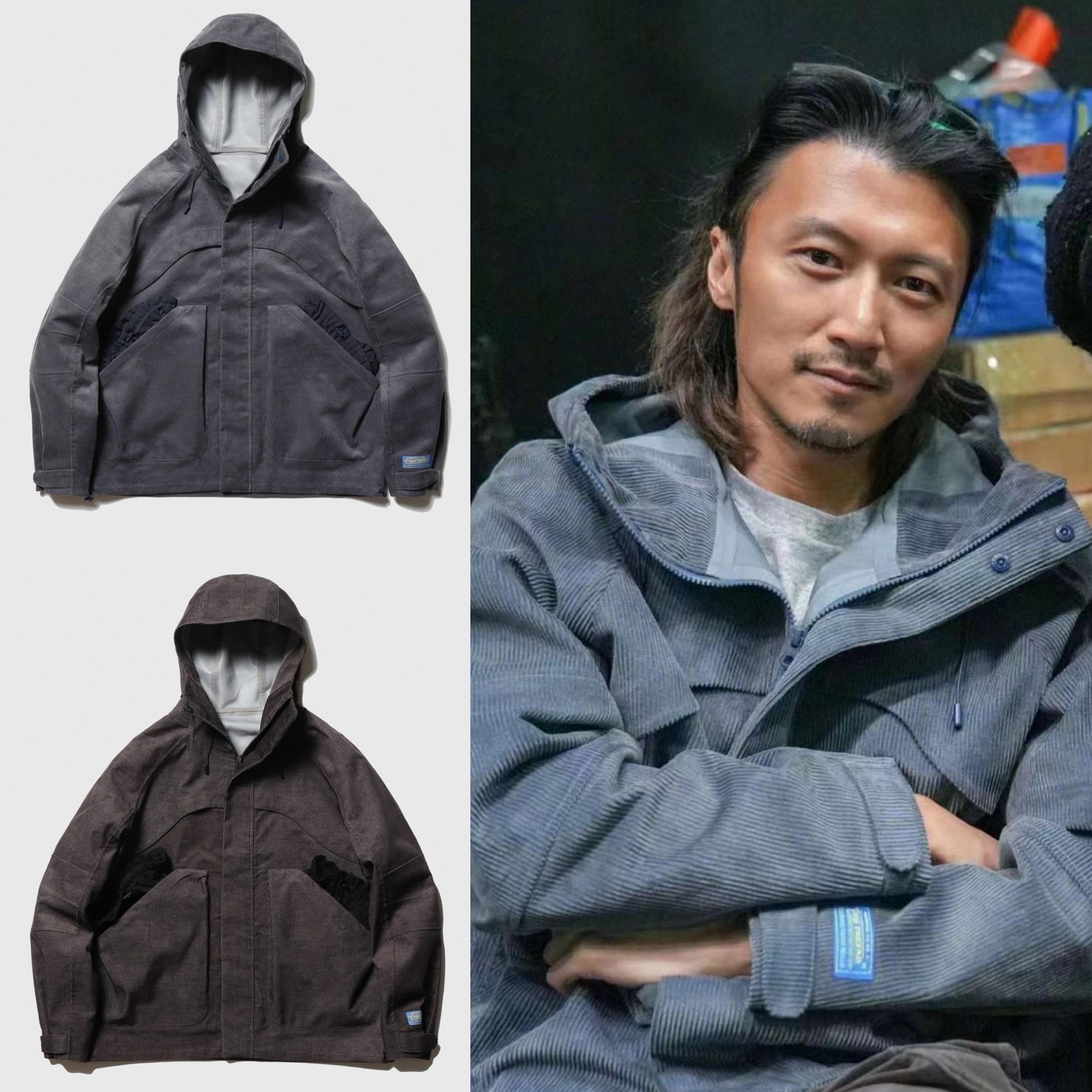 Fppev制灯芯绒硬壳冲锋衣户外防水防风谢霆锋同款机能连帽外套男