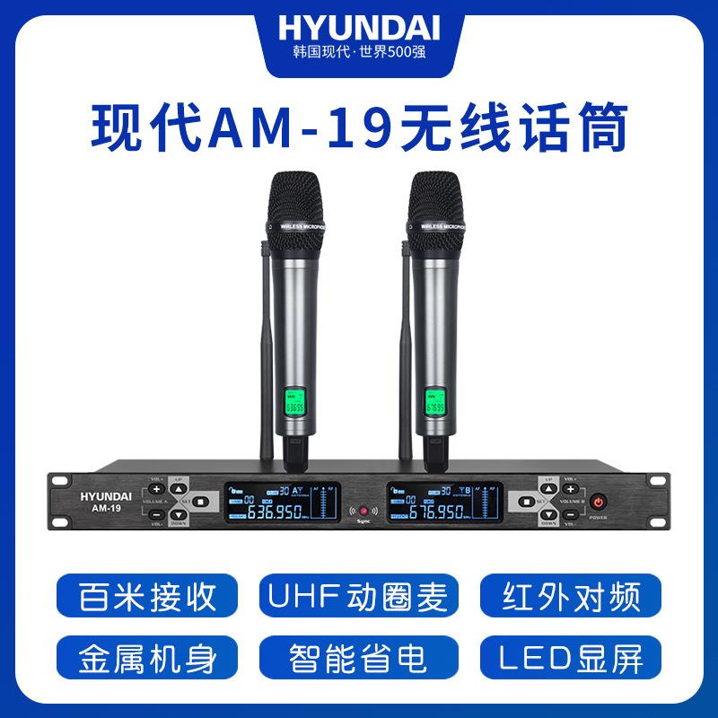 HYUNDAI现代无线话筒U段无线手持一拖二 KTV婚庆舞台演出专用麦