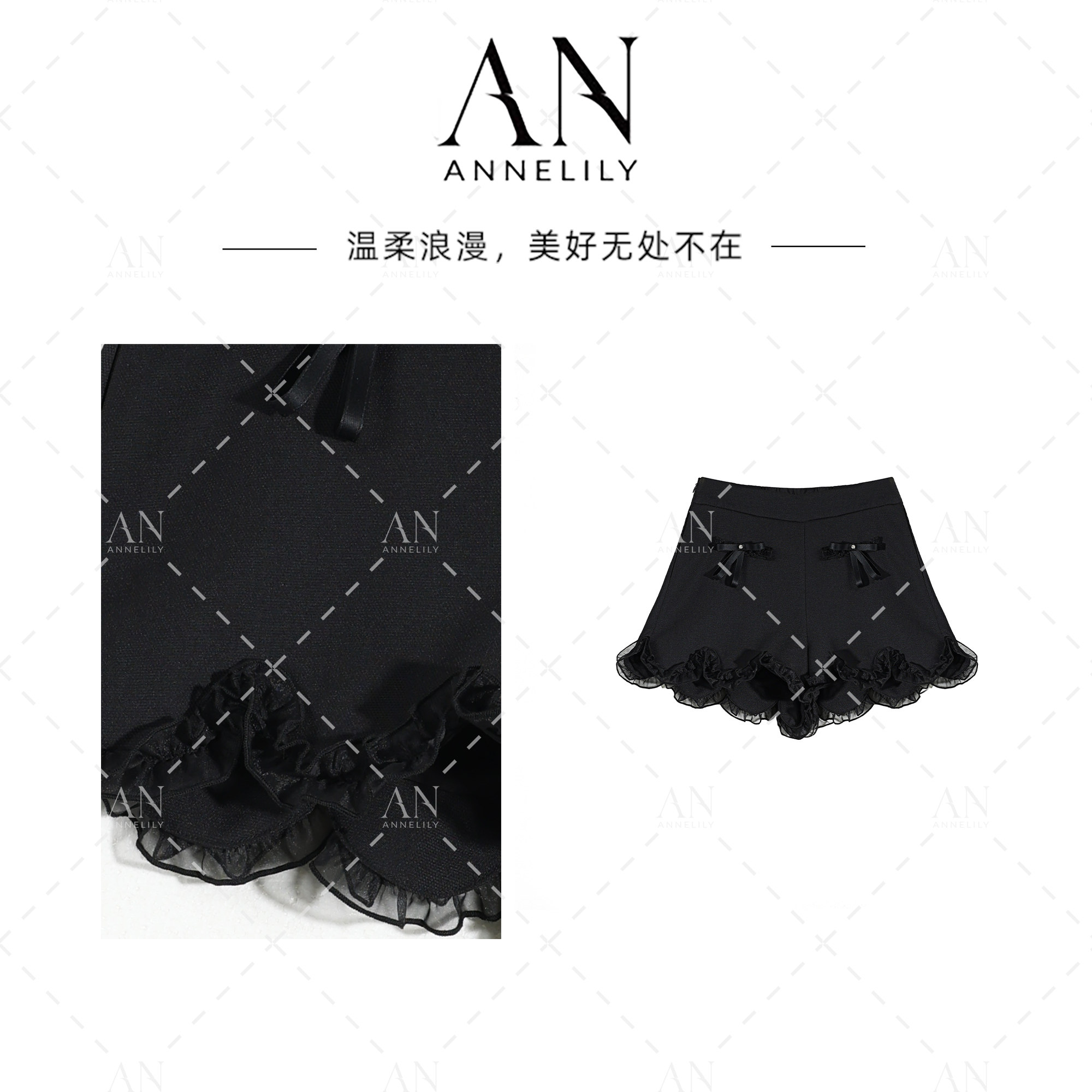 NELILY【小蕾】安琪琪春季新款时尚百搭显瘦休闲甜美轻奢短裤女