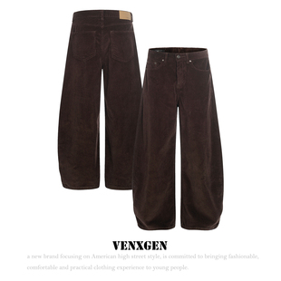 男秋冬百搭直筒美拉德阔腿裤 复古灯芯绒弯刀休闲裤 美式 VENXGEN