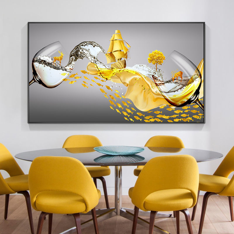现代简约餐厅装饰画单幅酒店轻奢壁画沙发背景墙卧室厨房晶瓷挂画