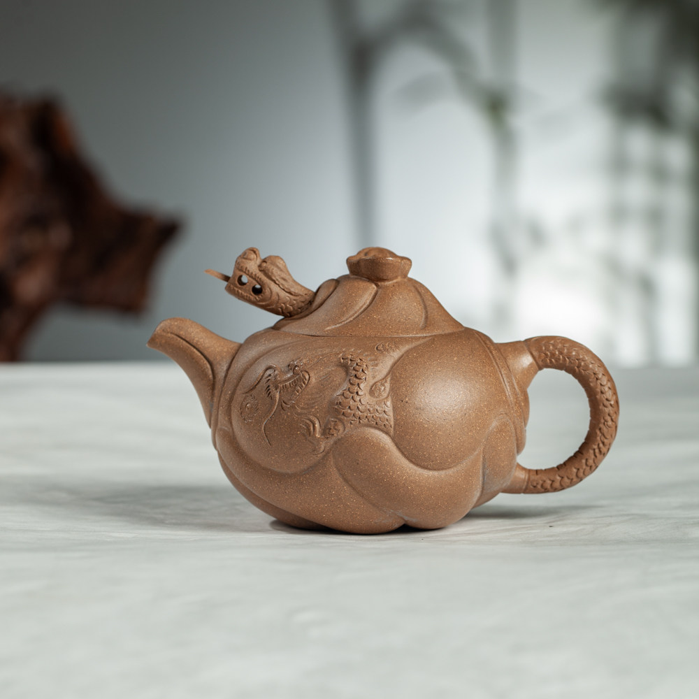 鱼化龙壶 原矿黄金段300cc左右正宗宜兴紫砂壶茶壶高档茶具泡茶壶
