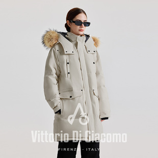 Vittorio Di Giacomo男女同款貉子毛领羽绒服-QDJM122459