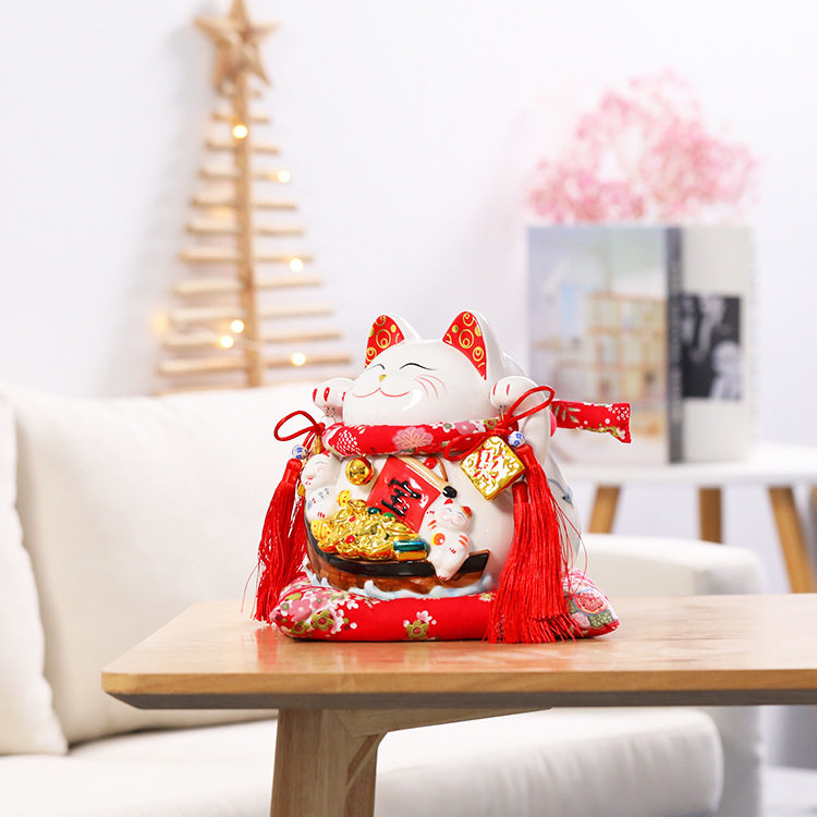 国潮宫廷陶瓷大号招财猫存钱储蓄罐摆件家居店铺收银台开业礼品