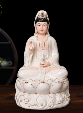 德化瓷精工手绘观音像高档家用