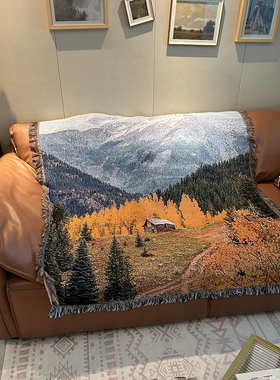 中古风壁毯休闲装饰挂毯治愈系风景艺术墙饰客厅沙发毯地毯