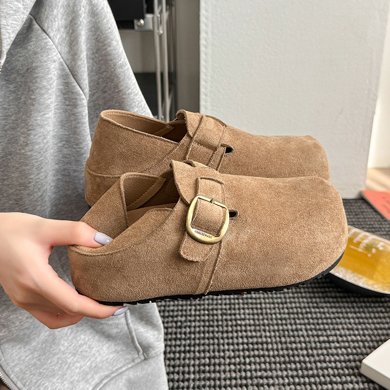 一鞋两穿厚底全包内增高勃肯鞋女25新款一脚蹬包头半拖鞋外穿博肯