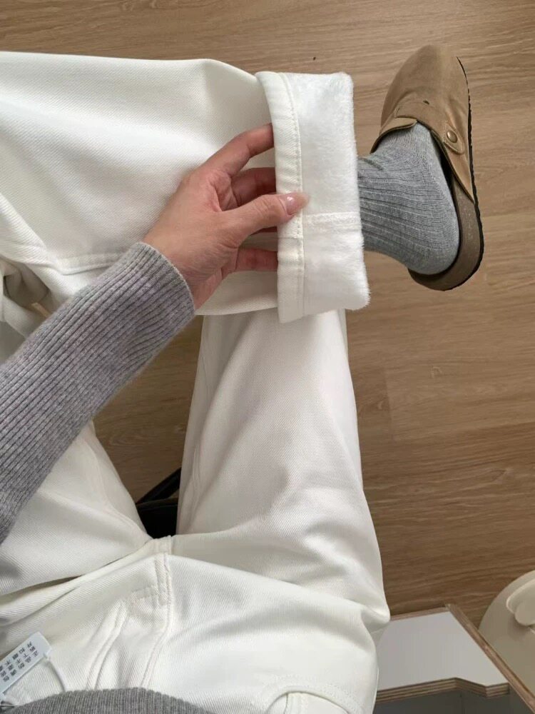 3号链接加绒白色牛仔裤【默认微瑕】直播间专用链接  非主图款