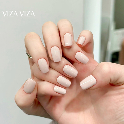 拍3发5副5色皮粉纯色短款穿戴甲