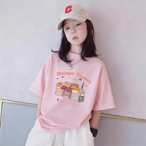 女童短袖夏装2026新款韩版洋气儿童t恤夏季体恤小女孩半袖上衣潮