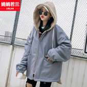 bf原宿宽松外套学生加绒加厚羊羔毛棉衣 韩版 棉服女2019新款 秋冬季