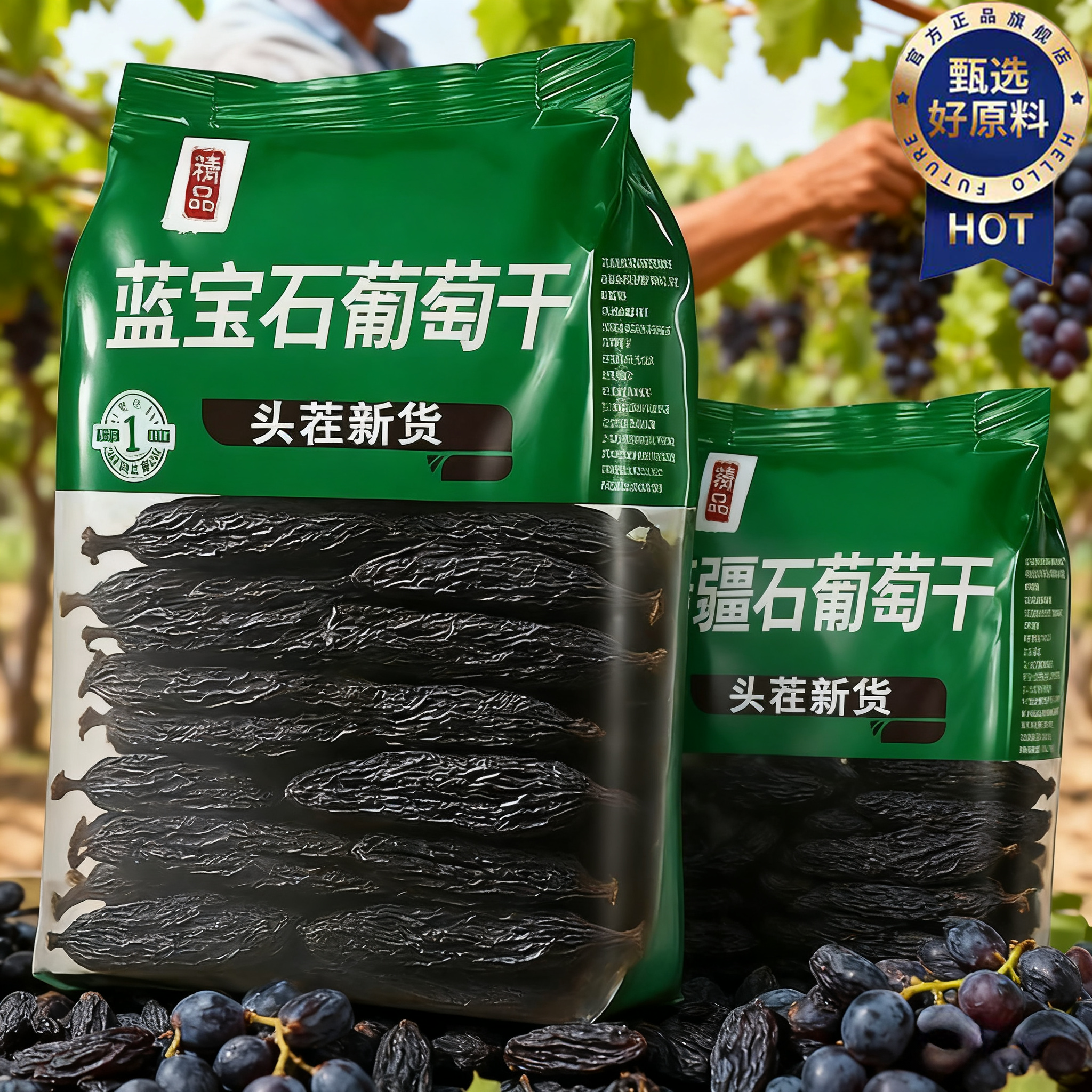 正宗葡萄干新疆特级超大新货吐鲁番特产蓝宝石黑加仑官方旗舰店